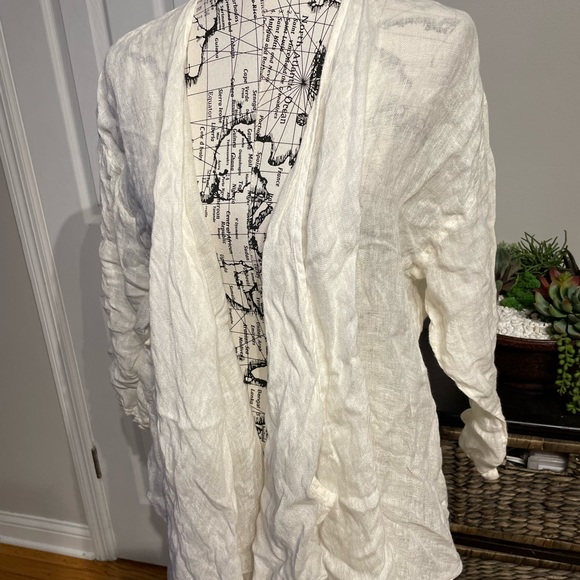 NWOT La.FixSun Linen cover shawl Beach summer cascade asymmetric coastal cottage - Picture 2 of 5